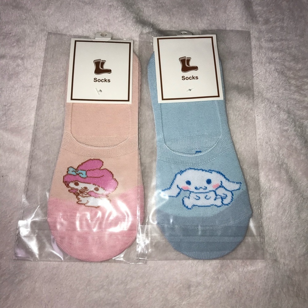 Sanrio characters Socks 2 Pairs My Melody Cinnamoroll Lightweight No Show New